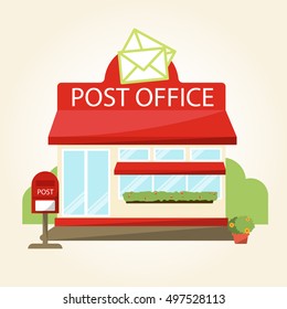 Building exterior of post office.  vector illustration.