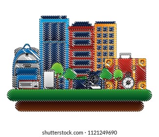 building exterior with set icons
