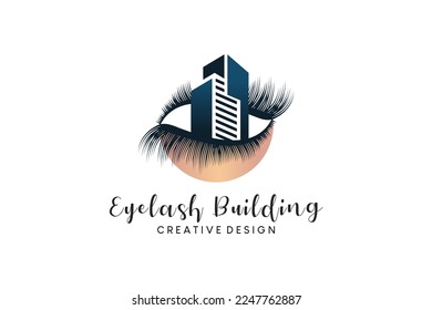 Building eyelash logo design, eyelash extension logo vector illustration