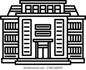 Building facade with architectural details in a classic style representing institutions and civic structures