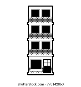 building facade of four floors in black silhouette