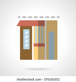 Building facade of store. Flower shop. Storefronts and showcases. Commercial architecture. Vector icon flat color style. Web design element for site, mobile and business.