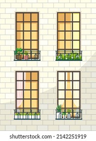 Building facade with windows illustration