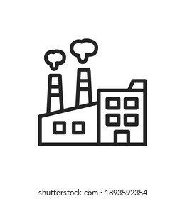 Building factory color line icon. Isolated vector element. Outline pictogram for web page, mobile app, promo