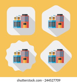 Building factory flat icon with long shadow,eps10