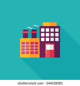 Building factory flat icon with long shadow,eps10