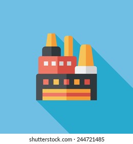 Building factory flat icon with long shadow,eps10