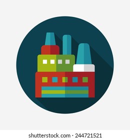 Building factory flat icon with long shadow,eps10