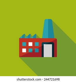 Building factory flat icon with long shadow,eps10