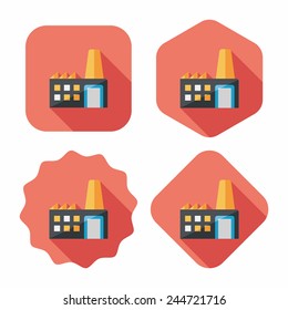 Building factory flat icon with long shadow,eps10