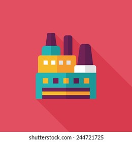 Building factory flat icon with long shadow,eps10