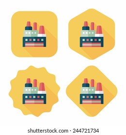 Building factory flat icon with long shadow,eps10