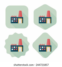 Building factory flat icon with long shadow,eps10