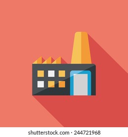Building factory flat icon with long shadow,eps10
