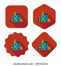 Building factory flat icon with long shadow,eps10