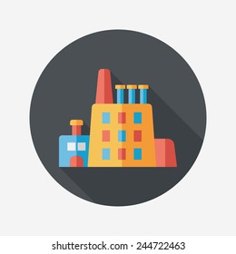 Building factory flat icon with long shadow,eps10