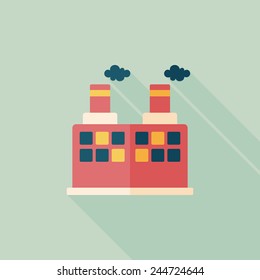 Building factory flat icon with long shadow,eps10