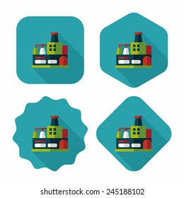 Building factory flat icon with long shadow,eps10