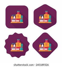 Building factory flat icon with long shadow,eps10
