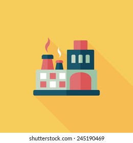 Building factory flat icon with long shadow,eps10