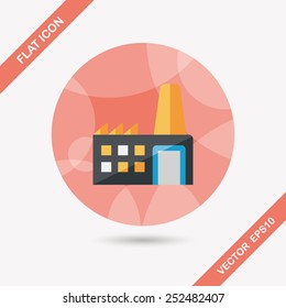 Building factory flat icon with long shadow,eps10