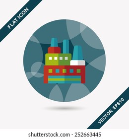 Building factory flat icon with long shadow,eps10
