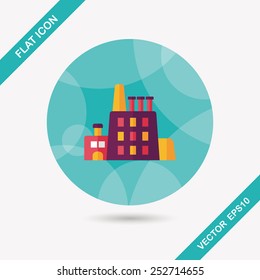 Building factory flat icon with long shadow,eps10