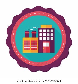 Building factory flat icon with long shadow,eps10