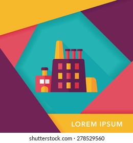 Building factory flat icon with long shadow,eps10