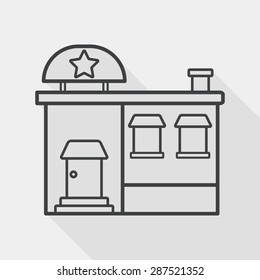 Building factory flat icon with long shadow, line icon