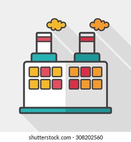 Building factory flat icon with long shadow,eps10