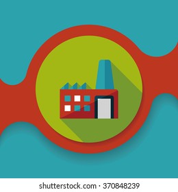 Building factory flat icon with long shadow,eps10