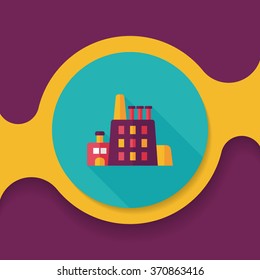 Building factory flat icon with long shadow,eps10