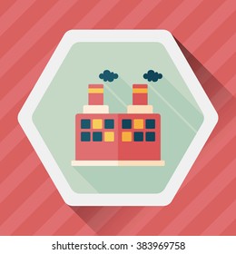 Building factory flat icon with long shadow,eps10