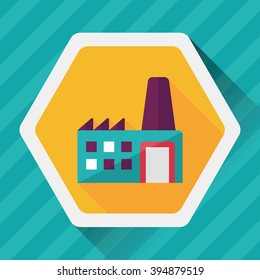 Building factory flat icon with long shadow,eps10