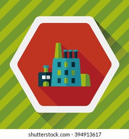 Building factory flat icon with long shadow,eps10