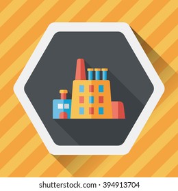 Building factory flat icon with long shadow,eps10