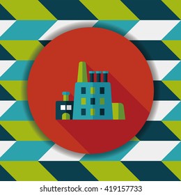 Building factory flat icon with long shadow,eps10