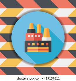 Building factory flat icon with long shadow,eps10