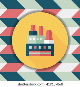 Building factory flat icon with long shadow,eps10