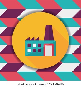 Building factory flat icon with long shadow,eps10