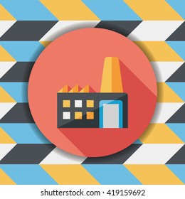 Building factory flat icon with long shadow,eps10