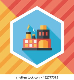 Building factory flat icon with long shadow,eps10