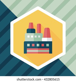 Building factory flat icon with long shadow,eps10