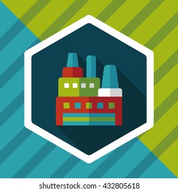 Building factory flat icon with long shadow,eps10