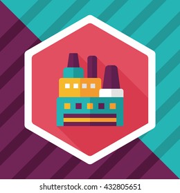 Building factory flat icon with long shadow,eps10