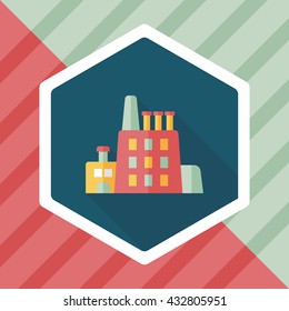 Building factory flat icon with long shadow,eps10