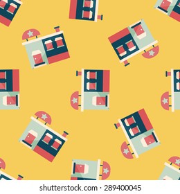 Building factory flat icon,eps10 seamless pattern background