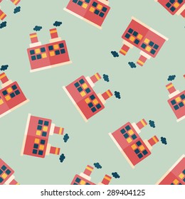 Building factory flat icon,eps10 seamless pattern background