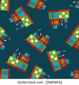Building factory flat icon,eps10 seamless pattern background